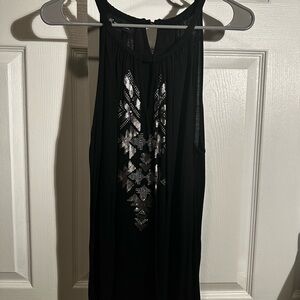 Chic Black Sleeveless Top with Silver Accents